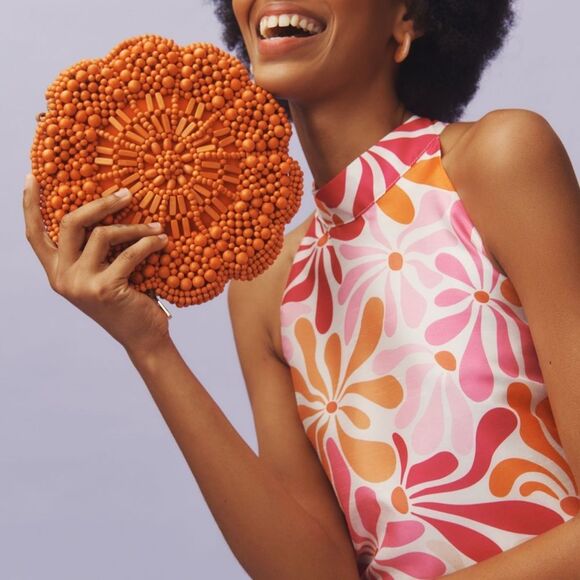 NWT Hutch Jones Halter Mini Dress |Anthropologie Power Flower Pink Large - Picture 3 of 14